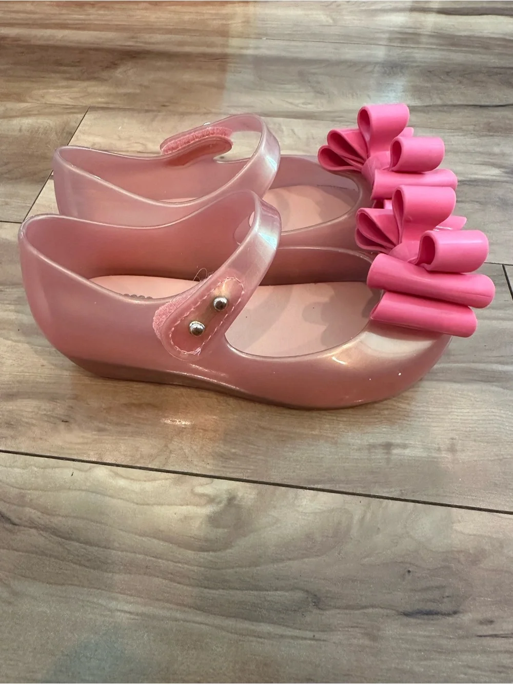 Mini Melissa Girls Pink Jelly Bow Mary Jane Shoes Size 9 Toddler